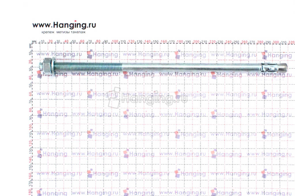 Размеры анкеров оцинкованных клиновых М12x300