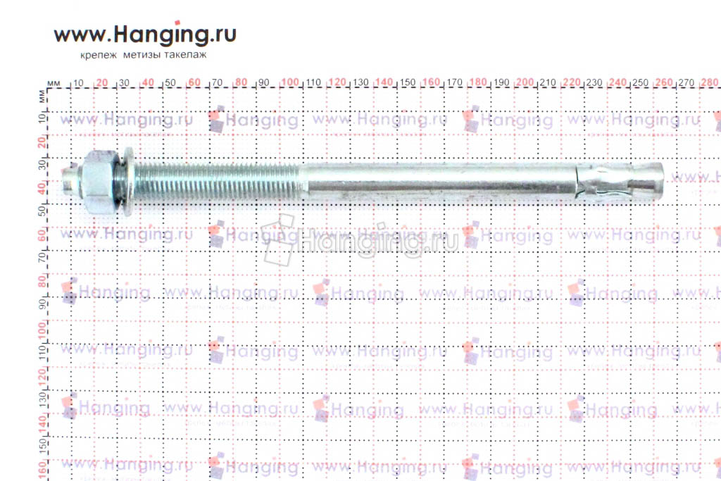 Размеры анкеров оцинкованных клиновых М16x250