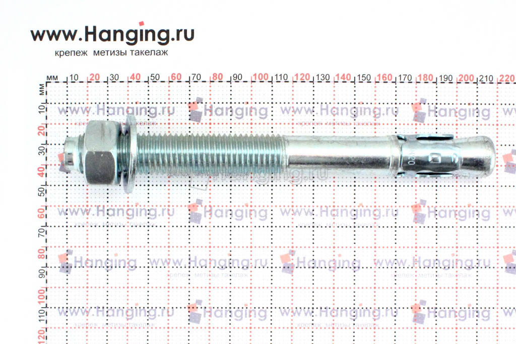 Размеры анкеров оцинкованных клиновых М20x200