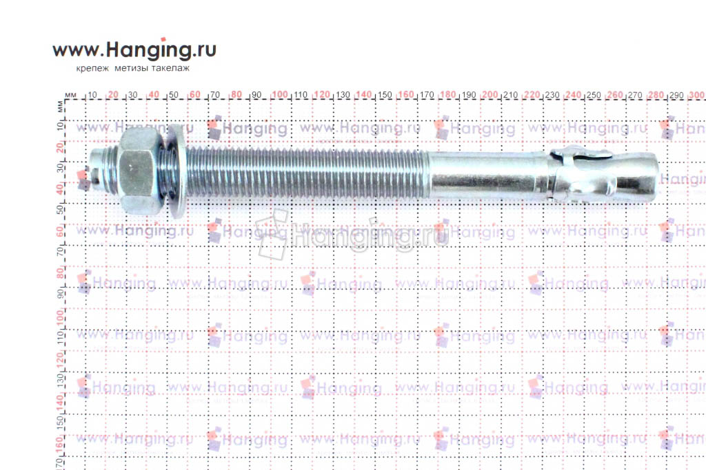 Размеры анкеров оцинкованных клиновых М24x260