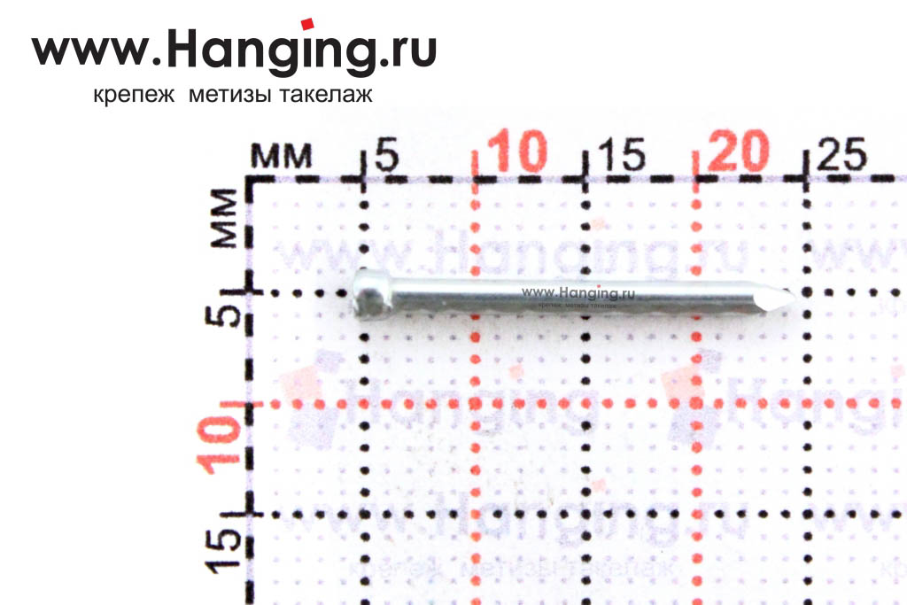 Размеры гвоздя диаметром 1,6 мм и длиной 20 мм