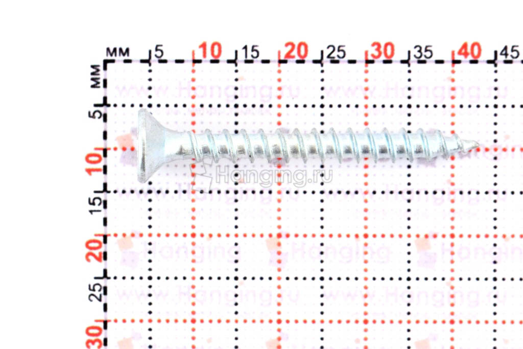 Размеры универсального самореза (шурупа) белый цинк 4,5х40