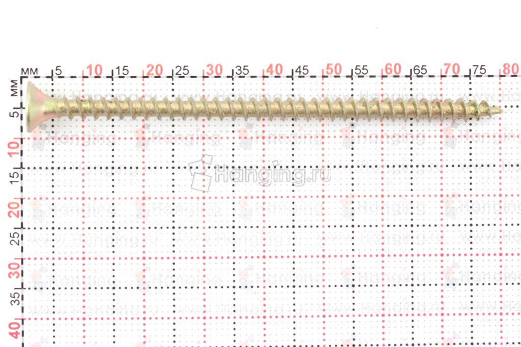 Размеры универсального самореза жёлтый цинк 4,5х80