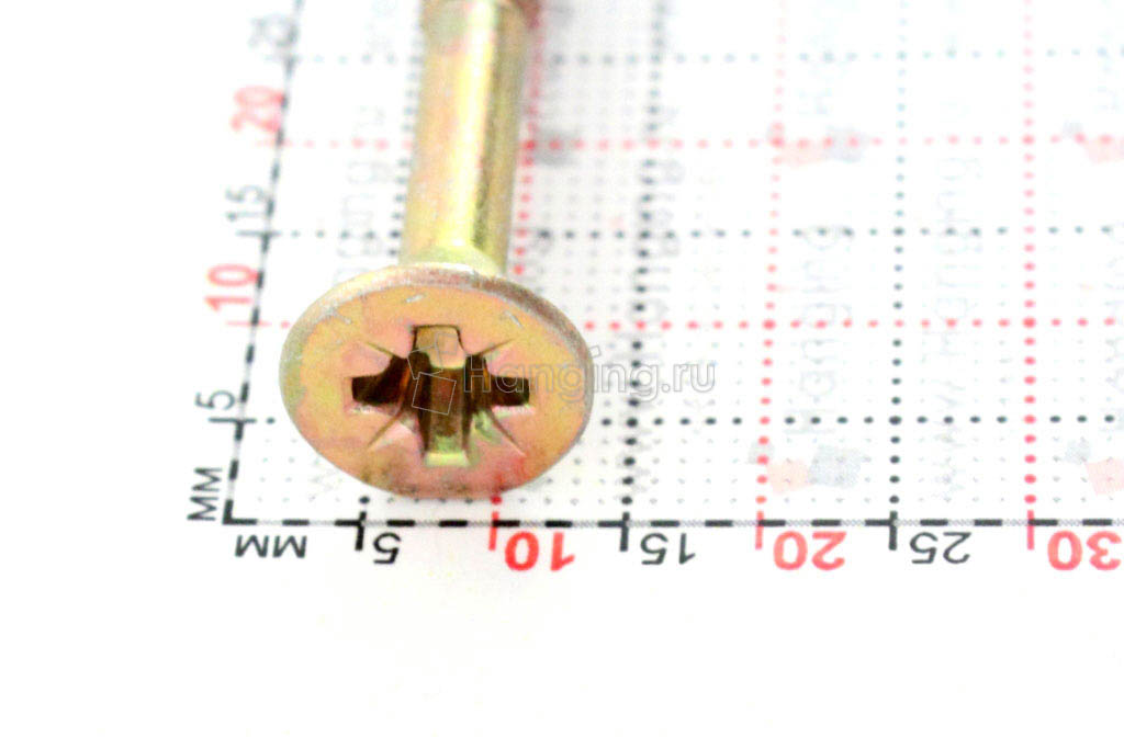 Размер головки желтого самореза 6*80