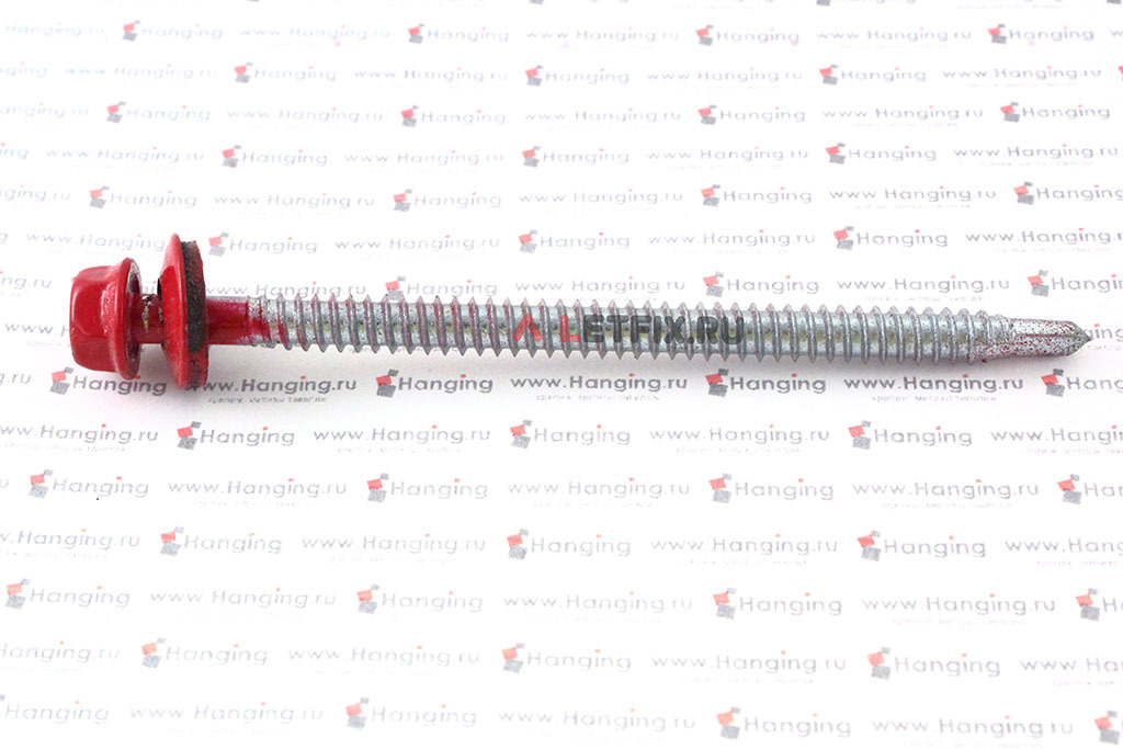 Окрашенный кровельный шуруп (саморез) по металлу RAL 3003 (рубиново-красный) 4,8х16