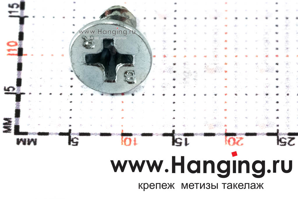 Размер потайной головки с крестообразным шлицем самореза DIN 7982 С-H zn 4,2*9,5 мм