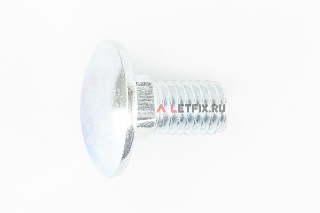 Болт мебельный М10х20 DIN 603 4.6 оцинкованный с полукруглой головкой и квадратным подголовником (аналог М10*20 ГОСТ 7802-81)