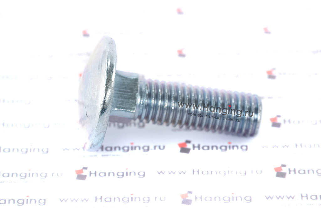 Болт мебельный М12х40 DIN 603 4.6 оцинкованный с полукруглой головкой и квадратным подголовником (аналог М12*40 ГОСТ 7802-81)
