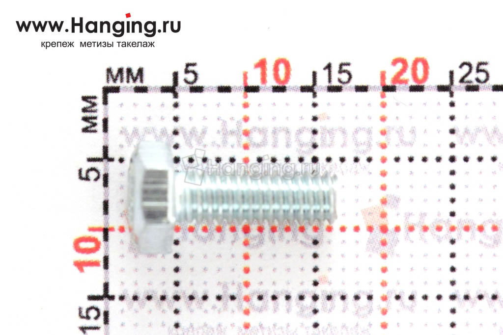 Размер резьбы оцинкованного болта с полной резьбой М4х12 класса прочности 4.8 DIN 933