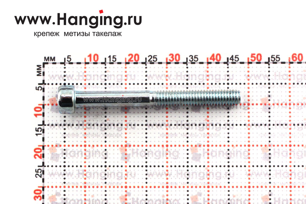 Размеры оцинкованного винта М4х40 DIN 912 8.8 с цилиндрической головкой с внутренним шестигранником кл. пр. 8.8 (M4x40 8.8 ISO 4762)