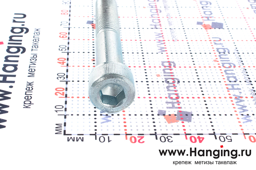 Винт DIN 912 M10x65 8.8 Zn с цилиндрической головкой с внутренним шестигранником с цинковым покрытием (10*65 цинк 8.8 ГОСТ 11738-84)