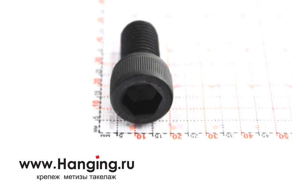 Полнорезьбовой винт DIN 912 М12х25 с цилиндрической головкой с внутренним шестигранником без покрытия класса прочности 12.9