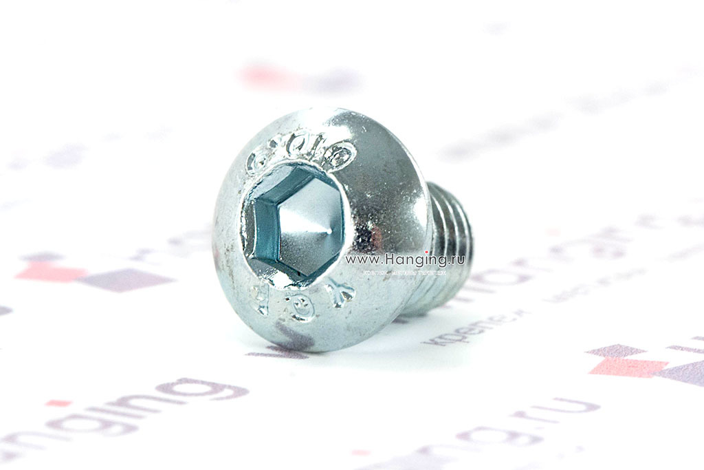 Высокопрочные оцинкованные винты ISO 7380-1 М6х8 класса прочности 10.9 с полукруглой головкой и внутренним шестигранником с полной резьбой — аналог М6*8 ГОСТ ИСО ГОСТ 28963-9