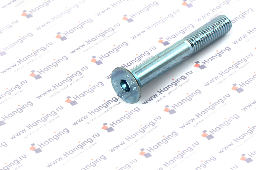 Оцинкованный винт потай М8х60 DIN 7991 класса прочности 8.8 с внутренним шестигранником с неполной резьбой для сборочных работ