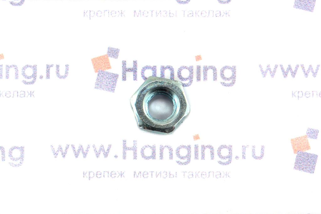 Оцинкованные шестигранные низкие гайки М4 DIN 439 Form B (М4 ГОСТ ISO 4035-2014, М4 ГОСТ 5916-70 и ГОСТ 5929-70)