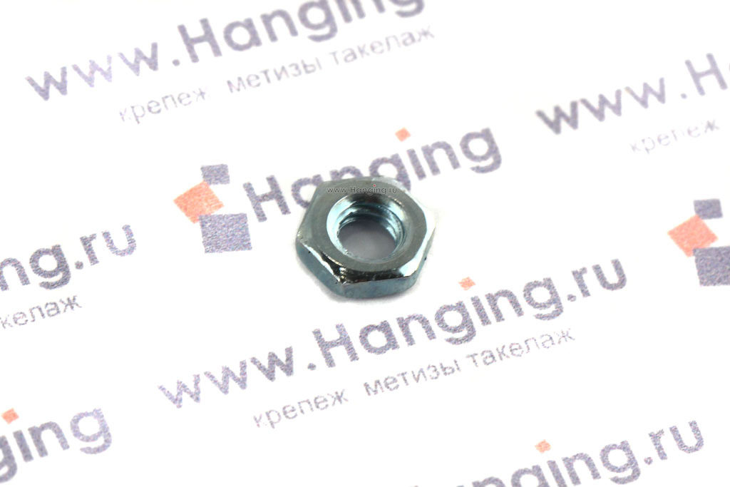 Оцинкованные низкие шестигранные гайки М4 zn DIN 439 Form B (аналог М4 ГОСТ ISO 4035-2014, М4 ГОСТ 5916-70 и ГОСТ 5929-70)