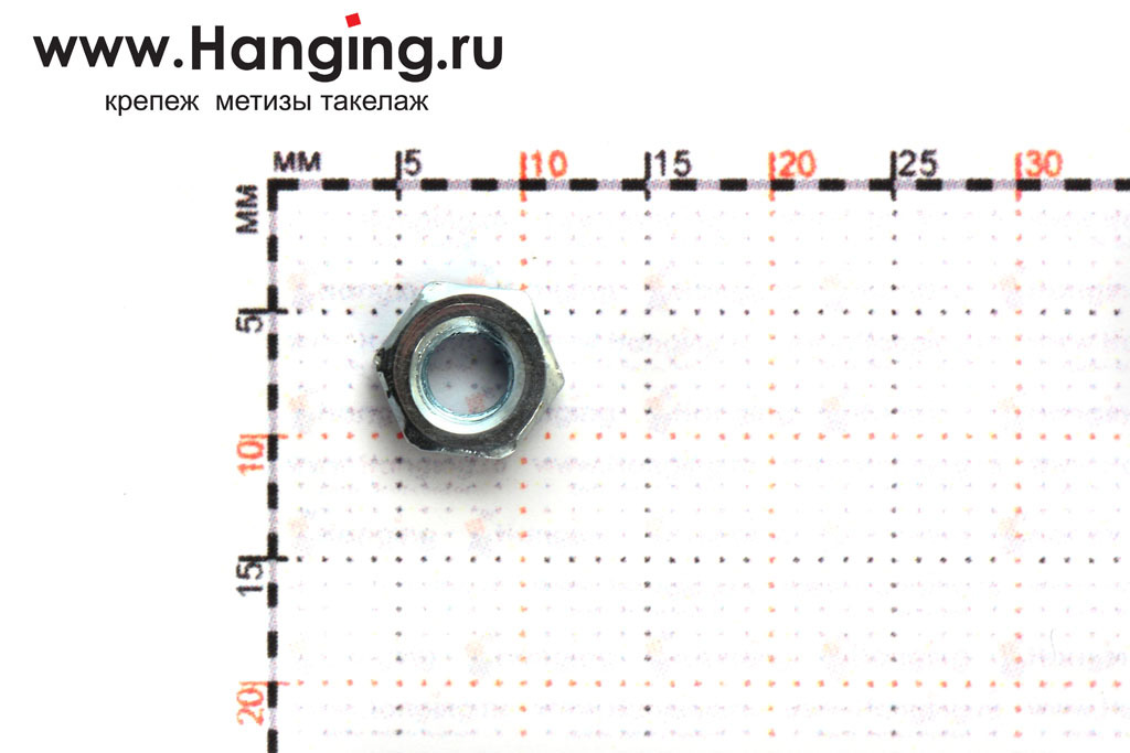 Размеры на оцинкованные низкие гайки М4 DIN 439 Form B (аналог М4 ГОСТ ISO 4035-2014, М4 ГОСТ 5916-70 и ГОСТ 5929-70)