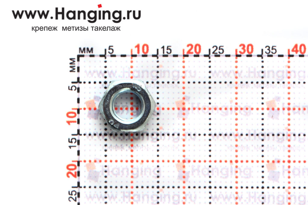 Размеры на оцинкованные низкие гайки М6 DIN 439 Form B (аналог М6 ГОСТ ISO 4035-2014, М6 ГОСТ 5916-70 и ГОСТ 5929-70)
