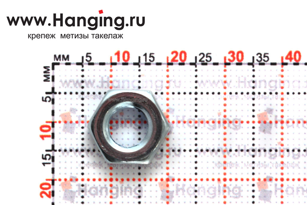 Размеры на оцинкованные низкие гайки М8 DIN 439 Form B (аналог М8 ГОСТ ISO 4035-2014, М8 ГОСТ 5916-70 и ГОСТ 5929-70)