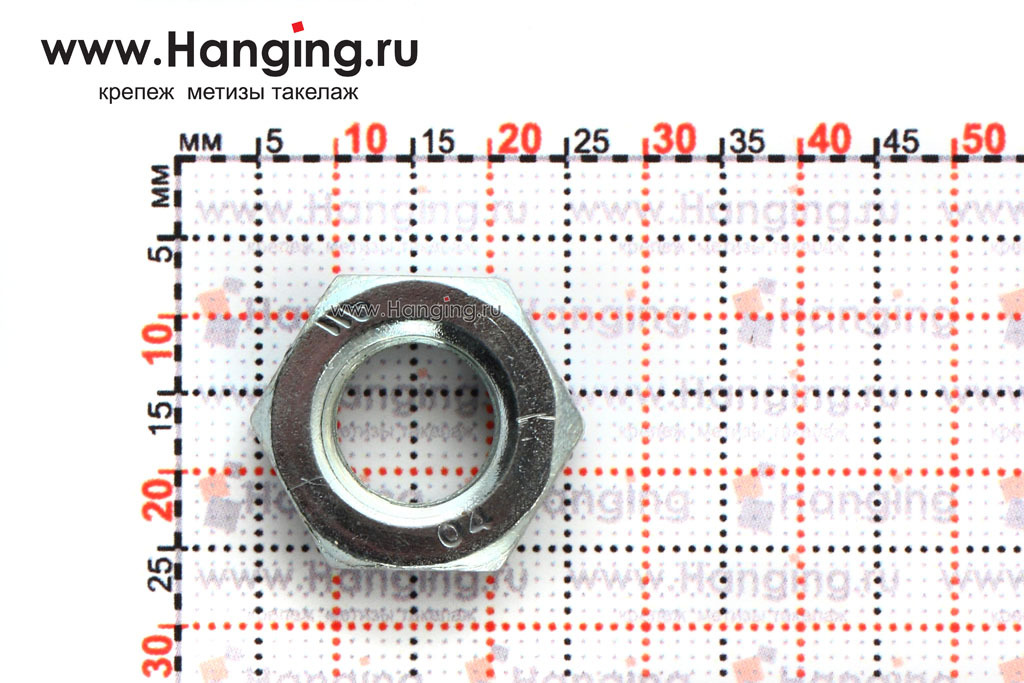 Размеры на оцинкованные низкие гайки М12 DIN 439 Form B (аналог М12 ГОСТ ISO 4035-2014, М12 ГОСТ 5916-70 и ГОСТ 5929-70)
