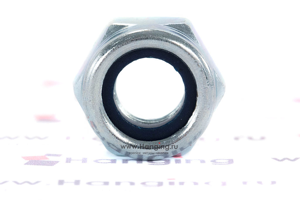 Низкие оцинкованные высокопрочные гайки стопорные самоконтрящиеся DIN 985 М10 с нейлоновым кольцом класса прочности 10
