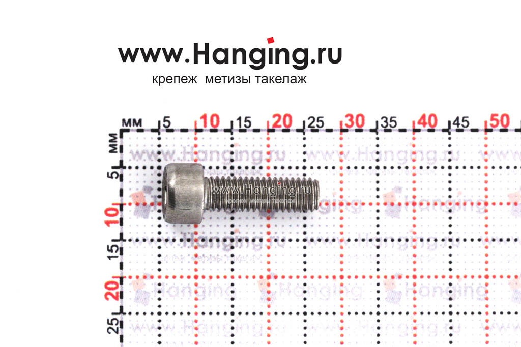 Размеры нержавеющего винта М5х16 с внутренним шестигранником A2 DIN 912 (ISO 4762 М5x16 A2)