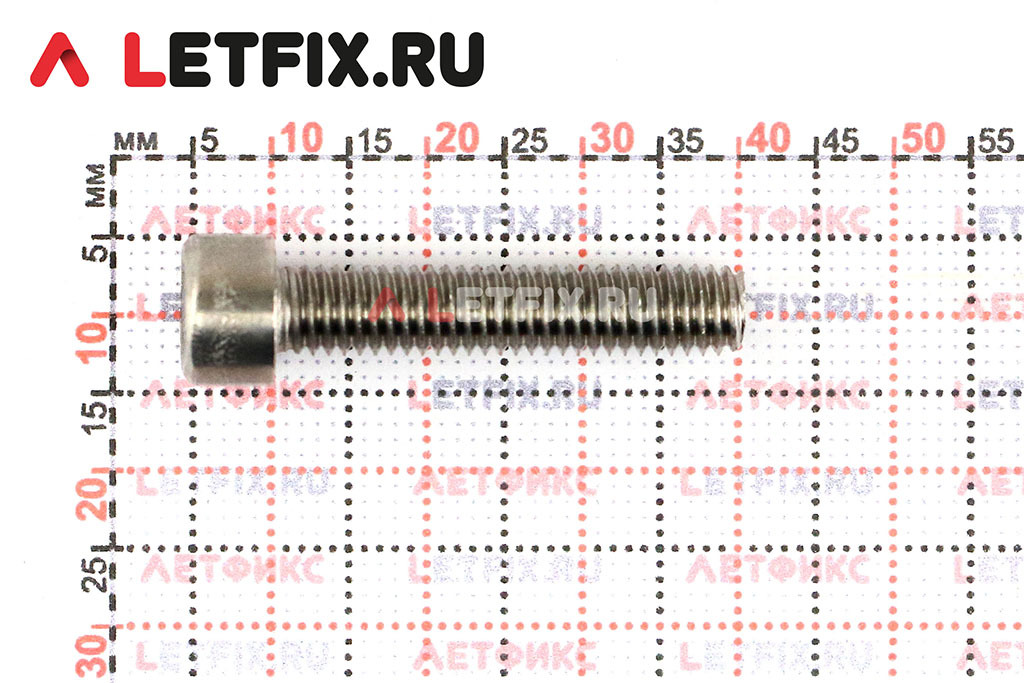Размеры нержавеющего винта М6х30 с внутренним шестигранником A2 DIN 912 (ISO 4762 М6x30 A2)