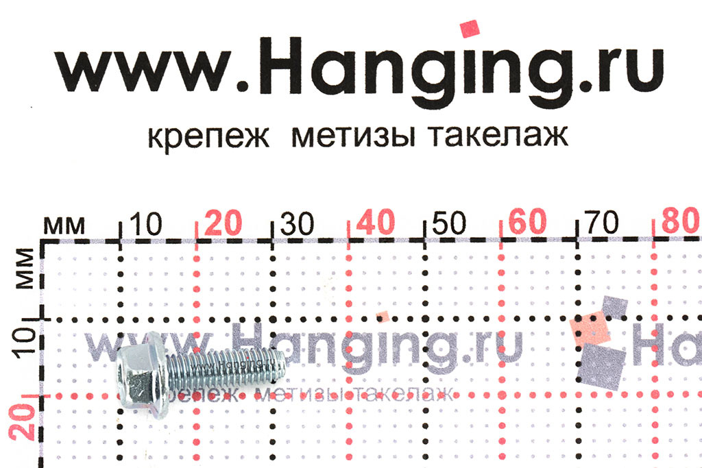 Размеры болта 5*10 DIN 6921 кл.пр. 8.8 zn с полной резьбой
