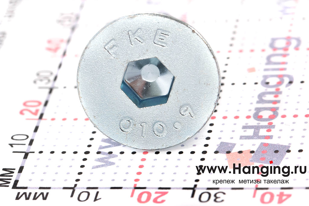 Оцинкованные потайные винты 12*25 DIN 7991 10.9 zn с внутренним шестигранником