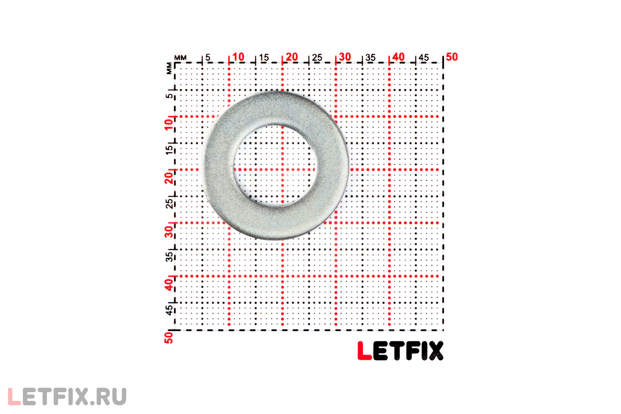 Размеры отверстия и шайбы М14 DIN 125 цинк (ГОСТ 11371-78 исп.1, ISO 7089): d=15 мм, D=28 мм, s=2,5 мм