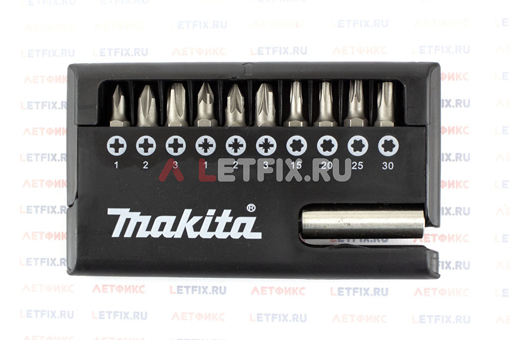 Набор бит (10 в 1) для шуруповерта Makita D-30651-12 с магнитным держателем