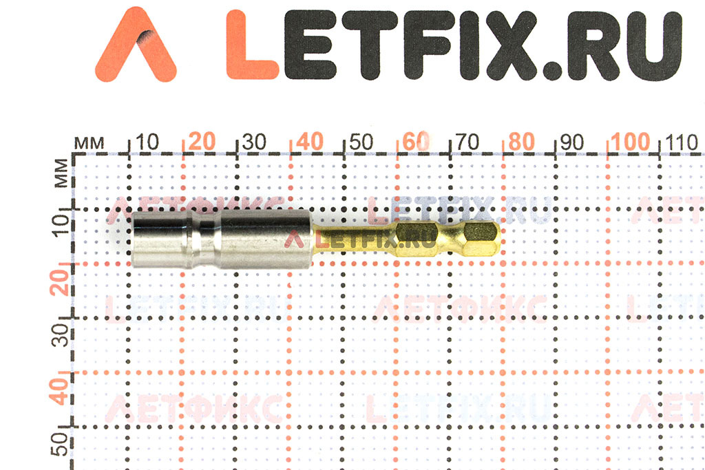 Размеры без ограничителя держателя насадок 1/4