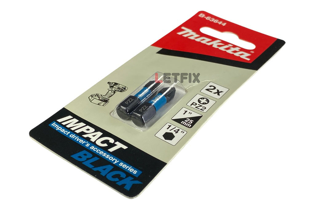 Бита PZ2 (крест, Pozidriv, Pozi) длиной 25 мм Makita B-63644 серии Impact Black