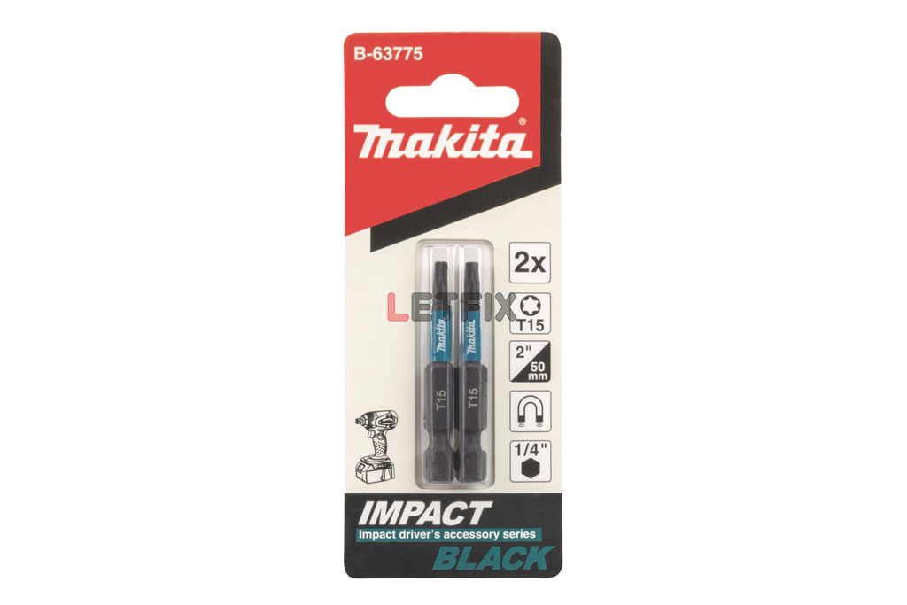 Ударная бита T15 длиной 50 мм для шлица Torx (звёздочка) Makita Impact Black B-63775
