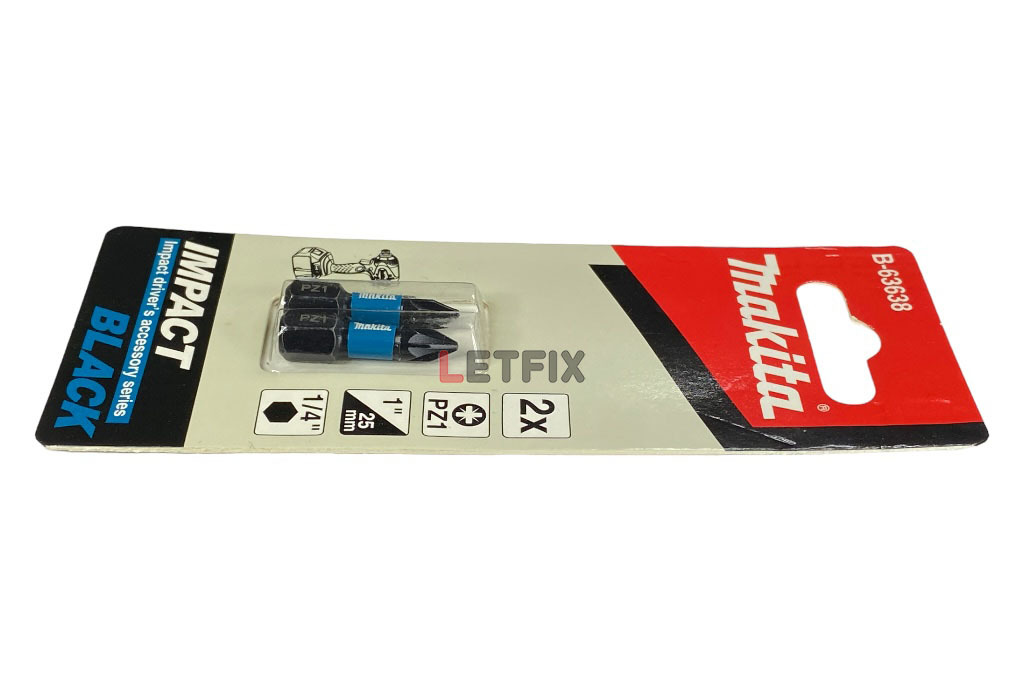 Насадка для шуруповерта (бита) под крест PZ1 25 мм Impact Black Макита B-63638 из высококачественной инструментальной стали