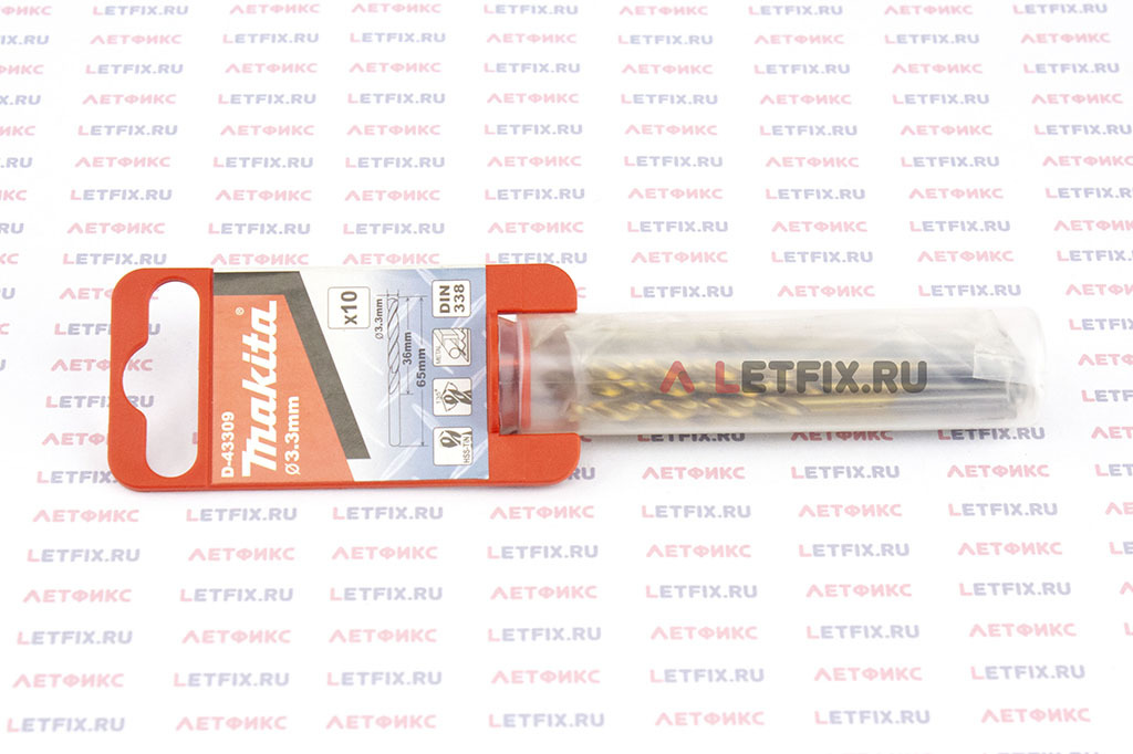 Упаковка свёрл по металлу Макита D-43309 3,3*65 мм