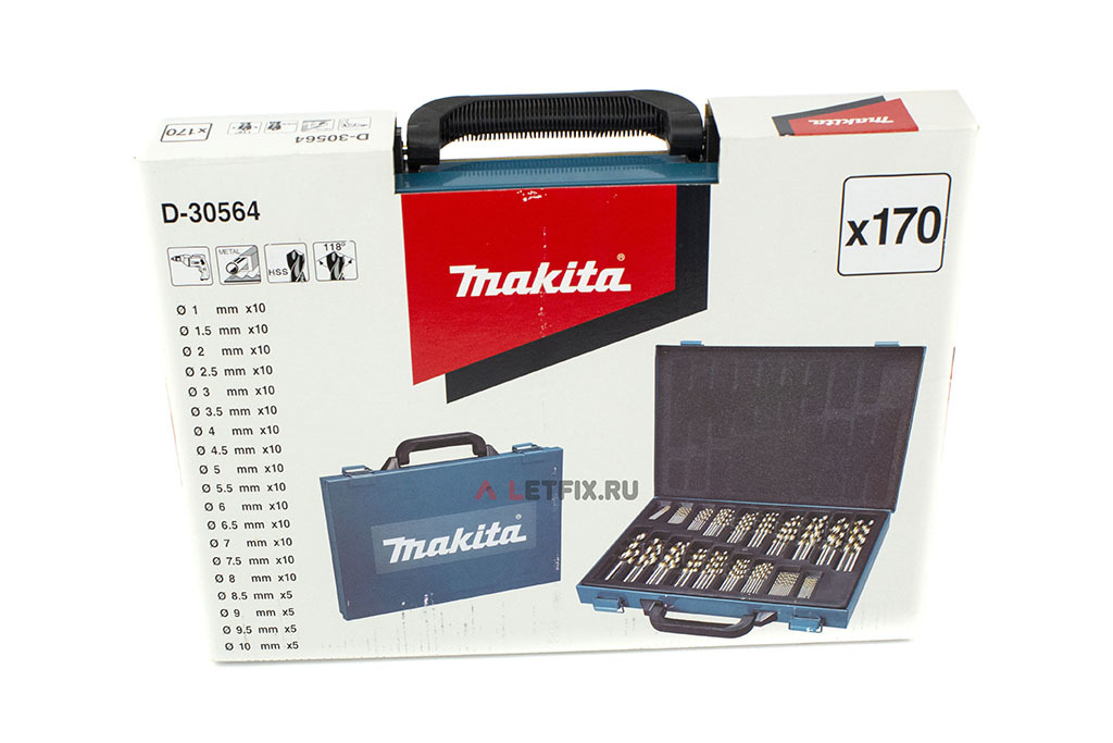 Упаковка набора свёрл по металлу Makita D-30564