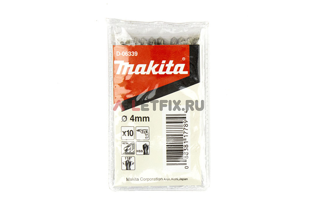 Сверло по металлу Makita HSS-G 4*75 D-09709 с цилиндрическим хвостовиком (DIN 338). 10 штук — Makita D-06339.