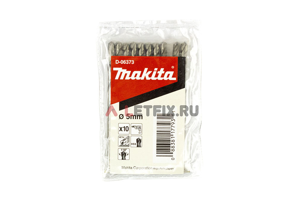 Сверло по металлу Makita HSS-G 5*86 D-09721 с цилиндрическим хвостовиком (DIN 338). 10 штук — Makita D-06373