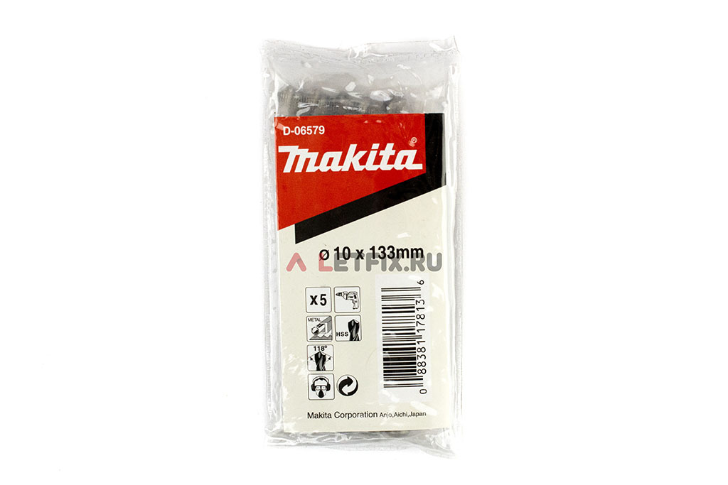 Сверло по металлу Makita HSS-G 10*133 D-09824 (D-06579) с цилиндрическим хвостовиком (DIN 338)