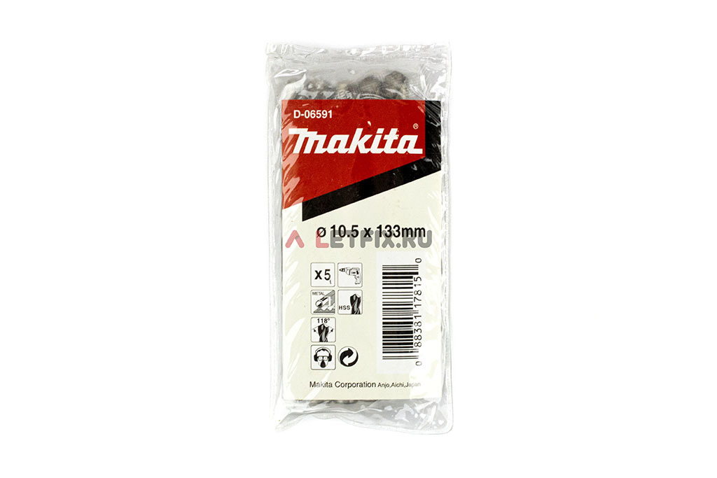 Сверло по металлу Makita HSS-G 10,5*133 D-09830 (D-06591) с цилиндрическим хвостовиком (DIN 338)