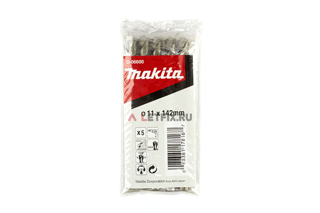 Сверло по металлу Makita HSS-G 11*142 D-09846 (D-06600) с цилиндрическим хвостовиком (DIN 338)