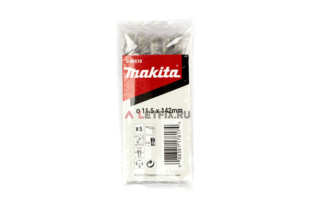 Сверло по металлу Makita HSS-G 11,5*142 D-09852 (D-06616) с цилиндрическим хвостовиком (DIN 338)