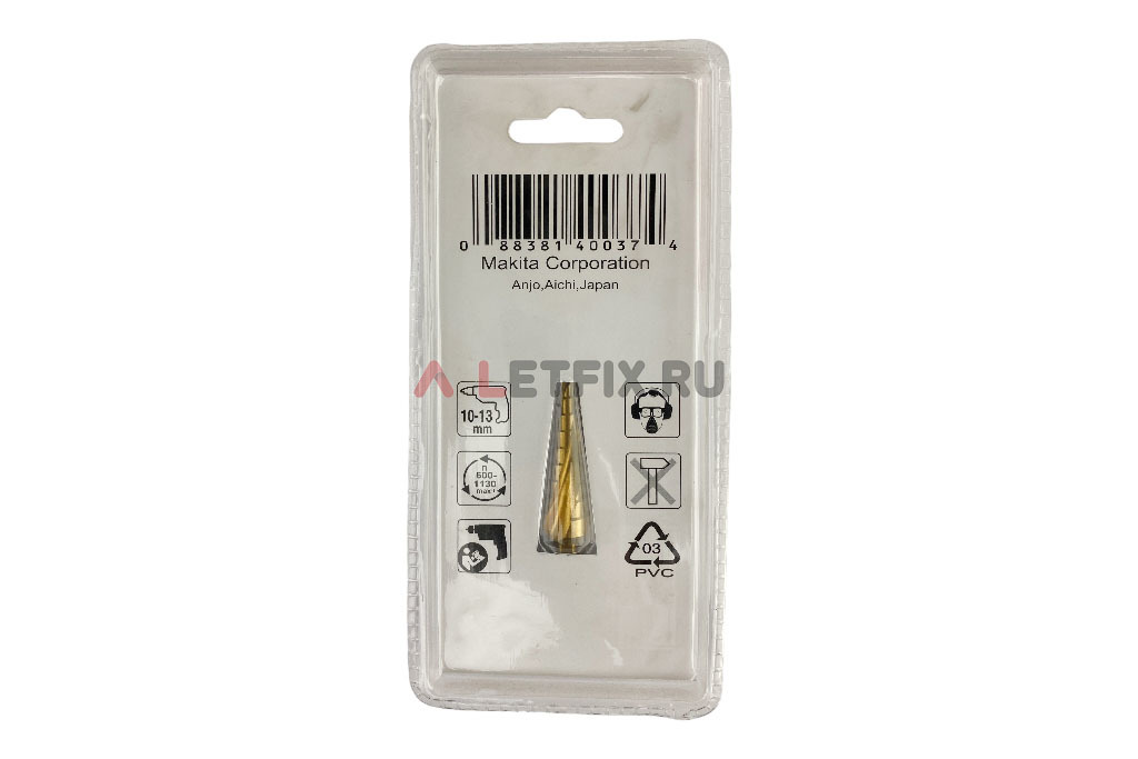 Ступенчатое спиральное сверло по металлу 4-12 мм Makita D-40179