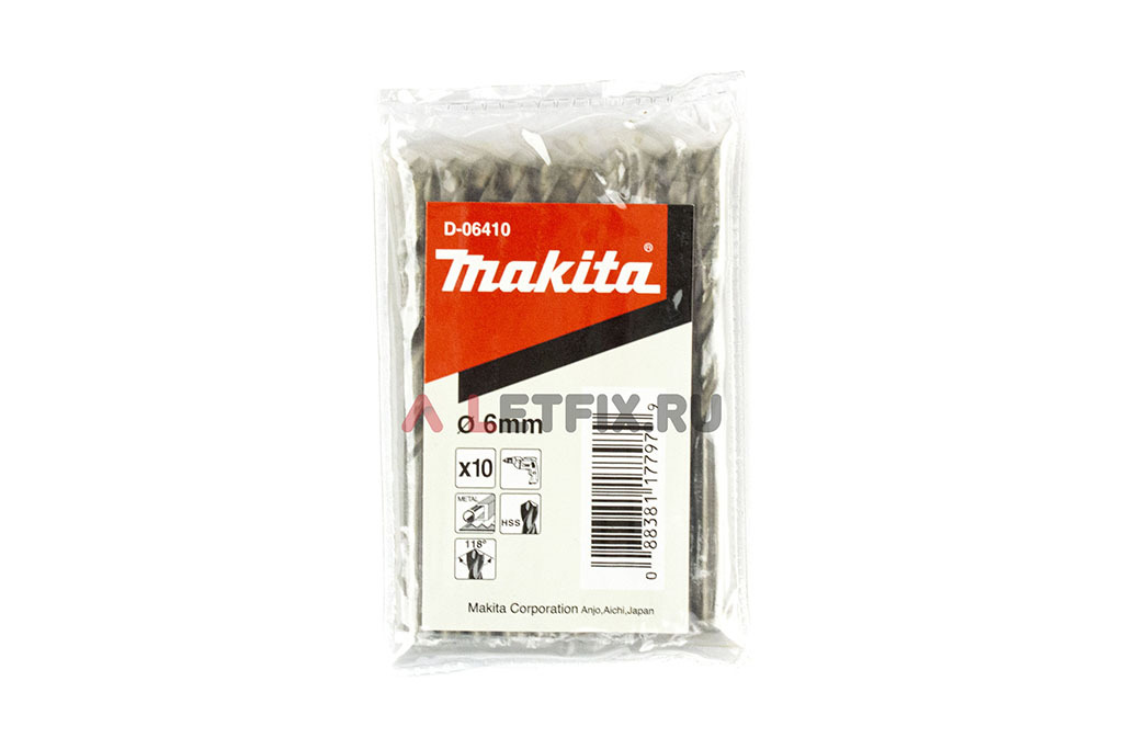 Сверло по металлу Makita HSS-G 6*93 D-06410 с цилиндрическим хвостовиком (DIN 338)