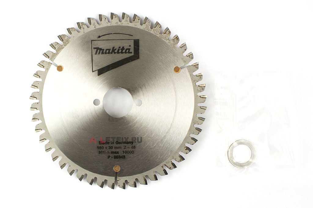 Пильный диск Макита P-05343 диаметром 180 мм с 48 зубьями для дерева, алюминия, ПВХ