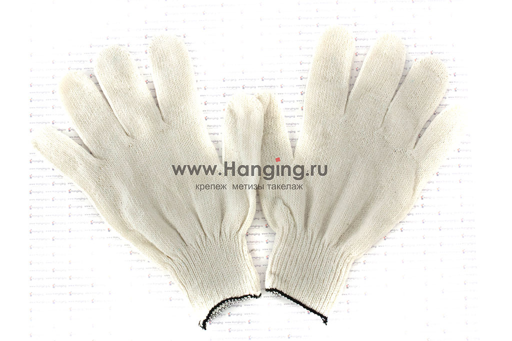 Белые хлопчатобумажные перчатки (4 нити) без ПВХ