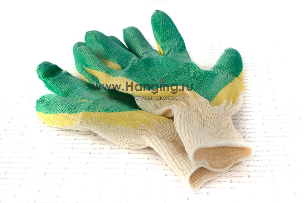 Прочные перчатки х/б (5 нитей, 10 класс вязки) с латексом
