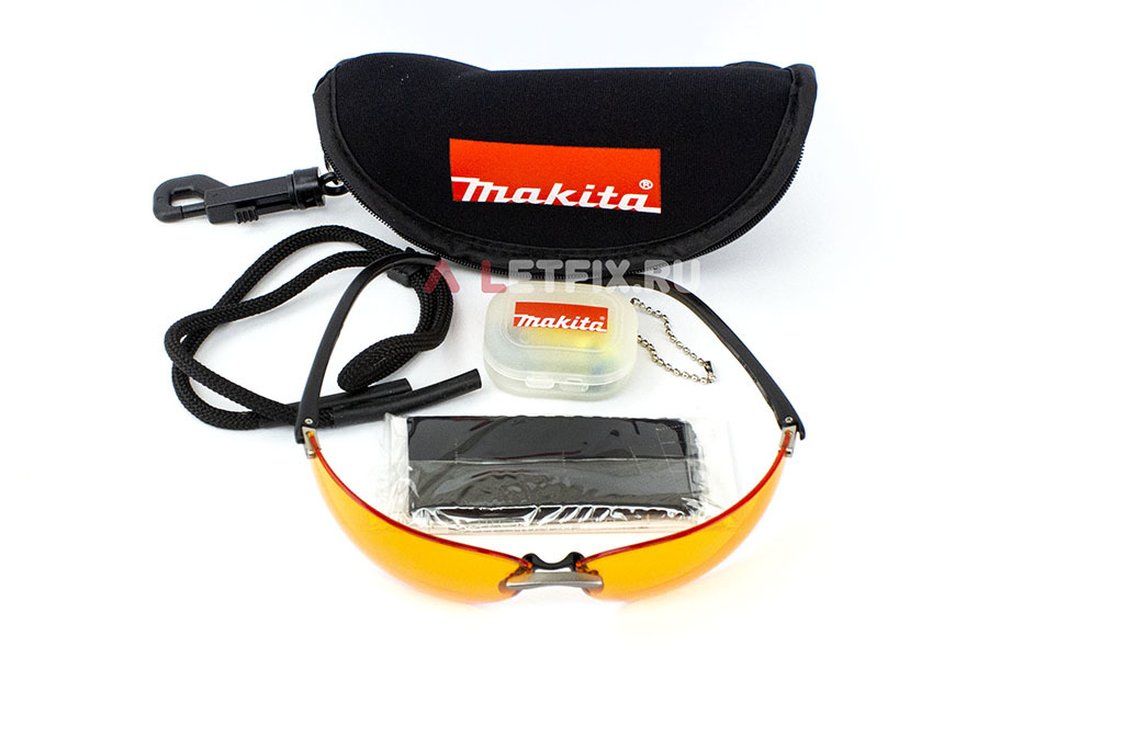 Защитные очки оранжевые Makita M-Force P-66363 для защиты глаз при монтажных работах с комплектом