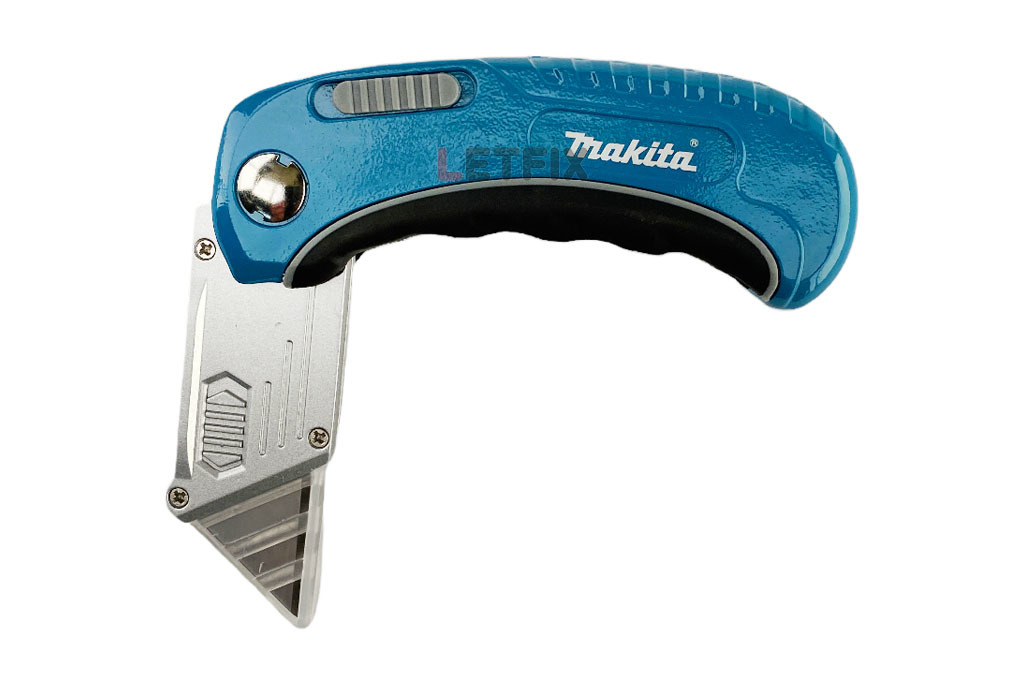 Усиленный технический складной нож с заменяемыми лезвиями в металлическом корпусе с прорезиненной рукояткой Makita B-65501